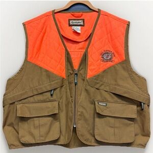 Remington Hunting Vest Orange & Brown Mens XXL Zip Up with Pockets #5620
